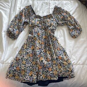 American Eagle Outfitters Floral Puff Sleeve Mini Dress
